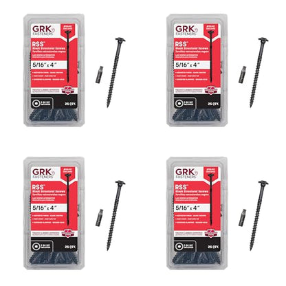 GRK Fasteners RSS™ 5/16 x 4 Rugged Structural Screws, Black, 25 PCS (4PK) - size: 5/16" x 4"