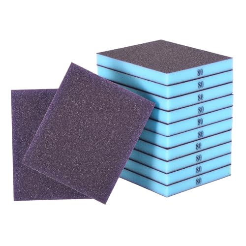 12Pcs 80Grit Double-Sided Sanding Sponges, Washable & Reusable - size: 80Grit