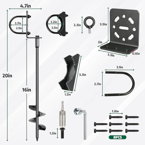Ground Anchors Screw in 20" Set of 4 Pack, Multi Purpose Brackets - size: 20 inch 4pcs
