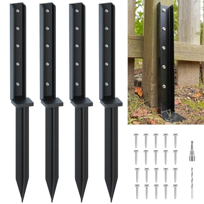 One-Piece Fence Post Repair Kit 4-Pack 32in Manganese Steel - size: 4-Pack
