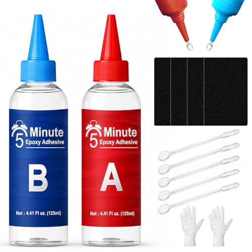 5 Minute Epoxy Glue Kit, 250ml Clear 2 Part Epoxy Adhesive