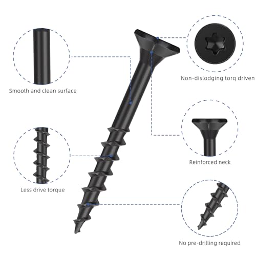 WELLOCKS #8 x 2 in Black Deck Screws, 1.2 lbs with T25 Bit - size: #8×2", style: 1.2LBS Black