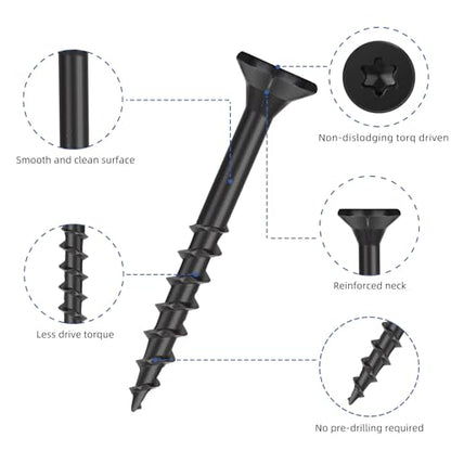 WELLOCKS #8 x 2 in Black Deck Screws, 1.2 lbs with T25 Bit - size: #8×2", style: 1.2LBS Black