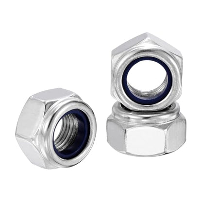 25Pcs M12-1.25 Nylon Locking Hex Nuts 304 StainlessSteel Silver - color: Silver, size: M12x1.25mm