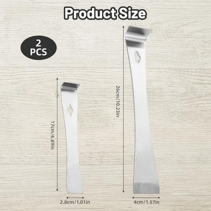 2PCS Stainless Steel Pry Bar Scraper, Metal Mini Flat Pry Bar Set, Multipurpose Crowbar Hive Tool with Trim Scraper, Small Flat-Pry Crowbar Tool for Beekeeping Equipment Pulling Scraping Lifting Tasks