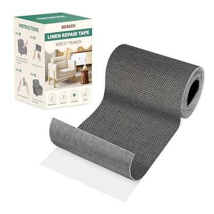 BESEZX Linen Fabric Repair Tape Upholstery Tape 3x79 Inch - color: Dark Grey, size: 3*79 inch
