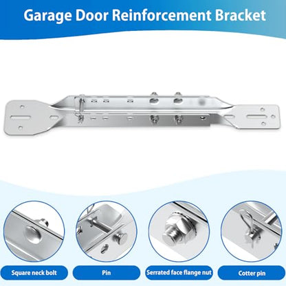 2 Pack Garage Door Opener Reinforcement Bracket, Adjustable to 18", 21" or 24", Galvanized Steel