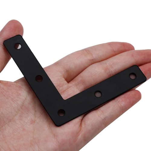 Hordion 10Pcs 3 x 3'' L Bracket Corner Brace, 80 X 80mm Black Repair Plates - size: 3" x 3" (Black), style: L-Shape