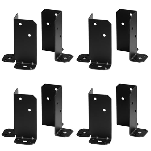 4 Pairs 4x4 Post Anchor Bases, Adjustable Retrofit Post Base, Black