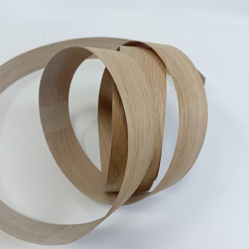 Real White Oak 3/4 Inch ×50ft Wood Veneer Edge Banding Roll,Preglued Iron On Edging Band with Hot Melt Adhesive-Edgebanding Flexible Wood Tape for Laminate Furniture Repair