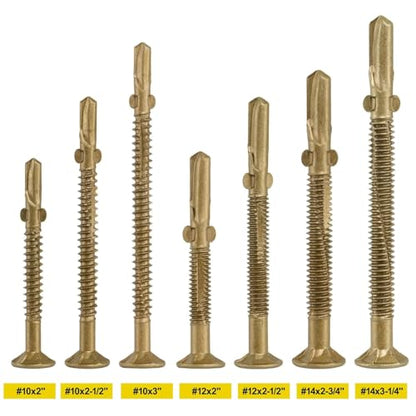 #12 x 2 Self-Tapping Trailer Deck Screws,181PcsT25 Star Bits Screws - color: Gold, size: #12 x 2in 181pcs