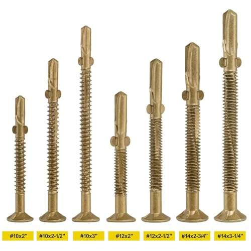 #12 x 2 Self-Tapping Trailer Deck Screws,181PcsT25 Star Bits Screws - color: Gold, size: #12 x 2in 181pcs