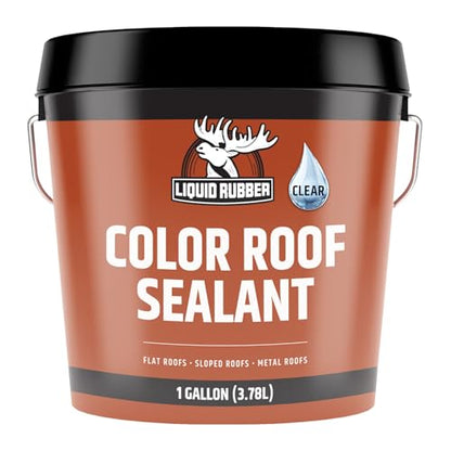 Liquid Rubber Color Roof Sealant - Flat & Metal, Clear, 1 Gallon - color: Clear, size: 1 Gallon