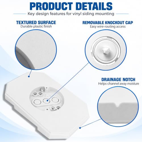Podoy Vinyl Siding Mounting Block with Built-in Electrical Box (2Pcs White) - size: 2, style: White
