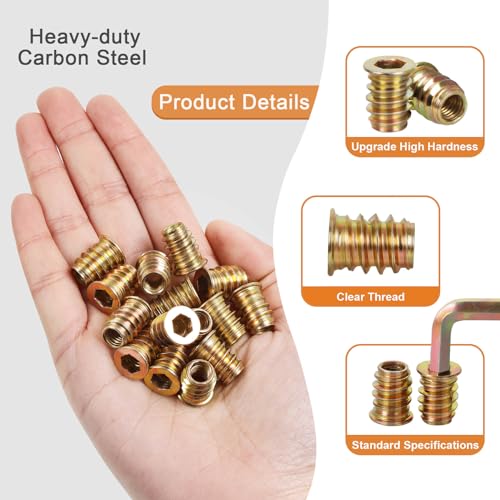 5/16-18 x 15mm Threaded Insert for Wood Furniture Screw in Nut Threaded Wood Inserts Bolt Fastener Connector, Zinc Plated Carbon Steel, 50 PCS (with Hex Spanner) - size: 5/16"-18 x 15mm