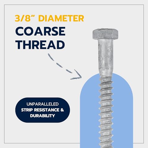 3/8 x 3 (50 Pack) Lag Screw Kit, 50 Screws and 50 washers, Hot Dip Galvanized, Meets ASME B18.2.1 Industrial/Commercial Grade by Makers Bolt - size: 3/8 x 3