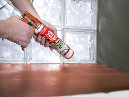 Total Tech, Clear, 9.8oz Cartridges, Heavy-Duty Construction Adhesive & Sealant Caulk, Flexible, All-Weather, Watertight, UV-Resistant, High Strength, Instant Grab, Ideal for Pools, Sinks, Bathtubs - color: Clear