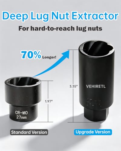 17pc Deep Bolt Extractor Set 3.35'' Extra Deep Extractor Socket - size: Deep
