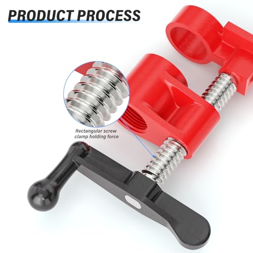 Heavy Duty Pipe Clamp, 3/4 inch 2-Pack - Cast Iron Quick Release Clamps for Woodworking, Workshop, Construction and Home Improvement Projects