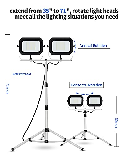 UFOND 20000 Lumen 200W LED Work Light with Stand for Garage Construction