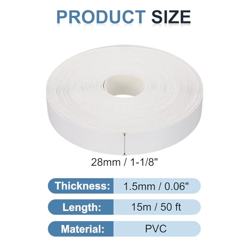 MECCANIXITY White Edge Banding 50 ft x 1-1/8 Inch Veneer Tape Pre-glued Flexible Plywood Edge Banding with Hot Melt Adhesive for Furniture Restoration - size: 50 ft x 1-1/8 Inch