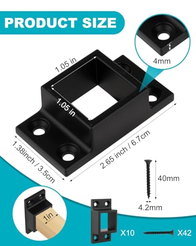 Rocaris 10pcs 1" x 1" Aluminum Fence Brackets with Screws