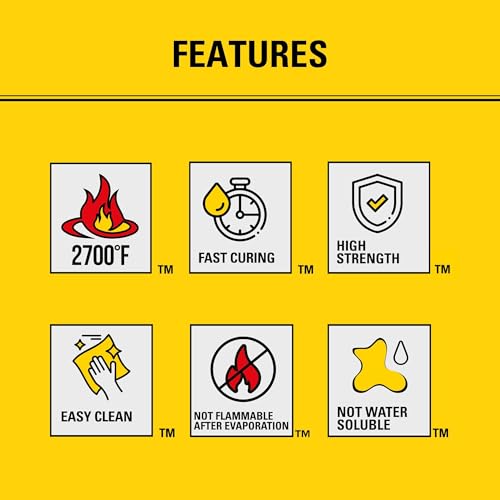 Stanley 2700F High Temp Black Fireplace & Stove Sealant (2x10.1oz) – Heat Resistant Fire Caulk for Chimneys, Ovens, Grills, Wood Stoves – Non-Flammable, Fast Drying, Paintable – Cartridge, 2 Pack - size: 2 Pack