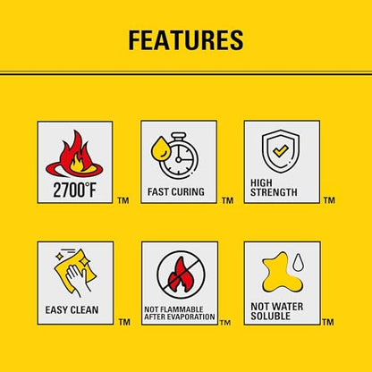 Stanley 2700F High Temp Black Fireplace & Stove Sealant (2x10.1oz) – Heat Resistant Fire Caulk for Chimneys, Ovens, Grills, Wood Stoves – Non-Flammable, Fast Drying, Paintable – Cartridge, 2 Pack - size: 2 Pack