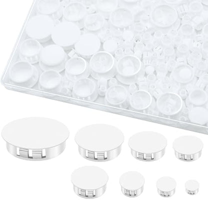180PCS 8 Sizes White Plastic Hole Plugs, Knockout Plugs for Reserved Holes in Kitchen Cabinet, 1/4" to 1" Sizes - style: 180PCS-8Size