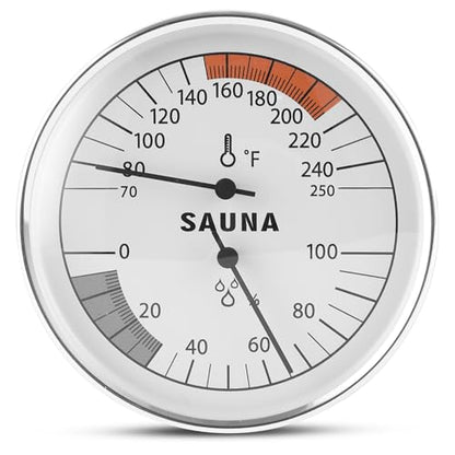 Golden Wave Sauna Thermometer & Hygrometer 2-in-1 – Fahrenheit (70-250°F) for Infrared/Steam Rooms, No Batteries, Wall-Mount