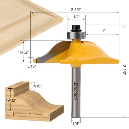 Exqutoo 1PCS 1/4" Shank 2-1/2" Diameter Raised Panel Cabinet Door Making - style: 1Pcs 1/4" Shank Raised Panel Router Bit
