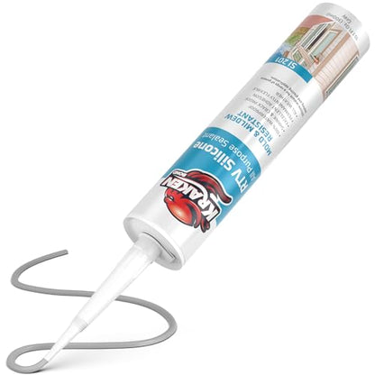 Kraken Bond RTV Silicone Sealant Gray (2 x 10.1 fl.oz.)%100 Waterproof Silicone Caulk Kitchen and Bathroom, All Purpose, Window Caulking Sealant Outdoor, RV, 2 Pack - size: 2 Pack