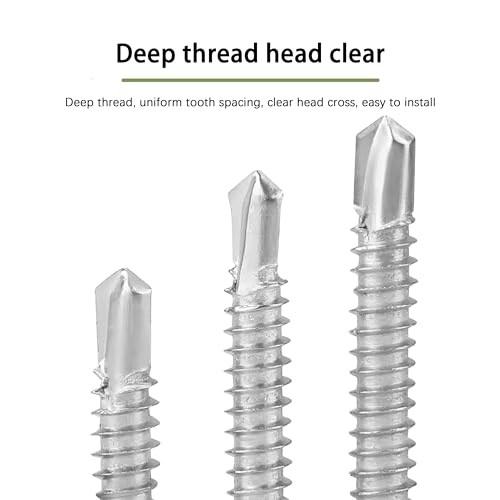 #10 x 1 Sheet Metal Screws, Self Drilling, Phillips Flat Head, Zinc Plated Stainless Steel 410, Self Tapping Tek Wood Screws, #10 x 1-Inch, 50 Pcs - size: #10 x 1"