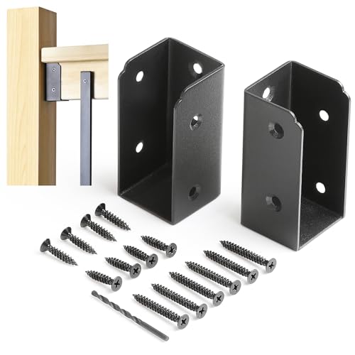 4Pcs Stainless Steels Deck Railing Bracket Connectors, for 2x4 (Actually 1 ½" x 3 ½") Wood Deck Railing Post to handrail Connection (Matte Black) - size: Parallel 0°