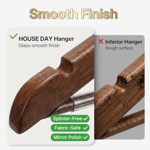 HOUSE DAY Premium Wooden Hangers 30 Pack, 17.5" Smooth Wood Clothes Hangers - size: 30 Pack