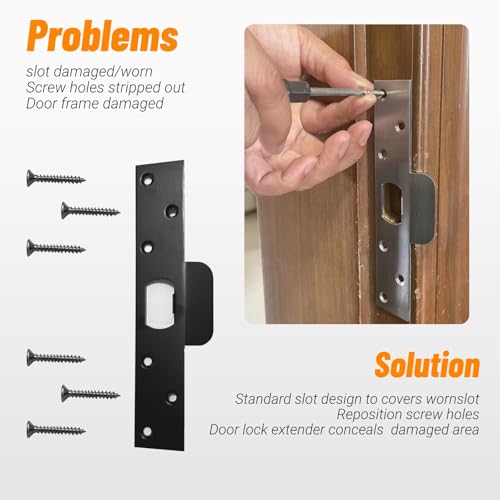 7-Inch Extended Door Strike Plate, Heavy Duty Stainless Steel, Silver - color: Silver