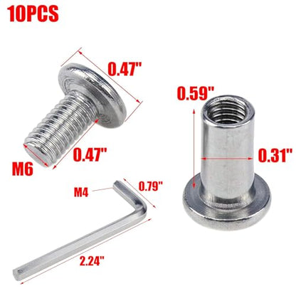 MY MIRONEY M6 x 12mmSilver Binding Post Screw, 10 Sets - color: Silver, size: M6 x 8mm x 15mm