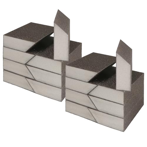 80 Grit Angled Sanding Blocks, Jamiikury Coarse Sponge Sand Block Washable and Reusable, Wet & Dry Sandpaper Block for Wood Metal Drywall and Furniture Paint - Pack of 16 - size: 80 Grits