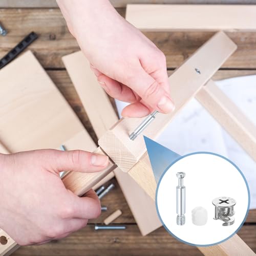 uxcell 30Set 15x14mm Furniture Cam Lock Fitting with 5.8x35mm Dowel Fasteners, 3-in-1 Metal Furniture Board Connecting Screws Bolts Assortment Kit for Cabinets Chairs Drawer - size: 5.8 x 35mm