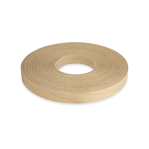 Birch Veneer Edge Banding 1 inch x 50 ft Pre Glued Wood Adhesive Edging Trim Tape Iron On Flexible Strips Roll Furniture Laminate Glue Plywood Sheets Strips Sheet Band Formica Glue Bendable Flexible - size: 1 in x 50 ft