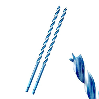 Auger Wood Drill Bit 1/4" x 9" x 2 Packs, Tri-Flute, 1/4 Inch Quick Change Hex Shank - size: 1/4" x 9" x 2Pcs