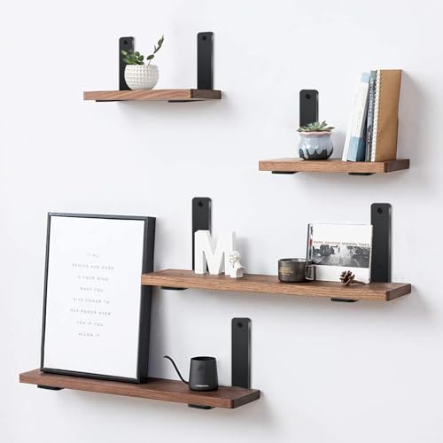 4 Pack - L 6" x H 6" x W1.5, 5mm Thick Black L Shelf Bracket, Iron Shelf Brackets, Metal Shelf Brackets, Floating Shelf, Shelf Supports with Screws - size: 6''x6'', style: Black 4 Pack