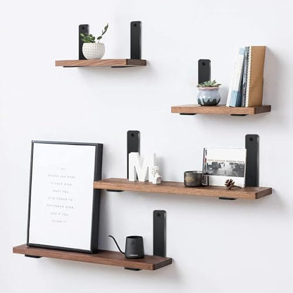 4 Pack - L 6" x H 6" x W1.5, 5mm Thick Black L Shelf Bracket, Iron Shelf Brackets, Metal Shelf Brackets, Floating Shelf, Shelf Supports with Screws - size: 6''x6'', style: Black 4 Pack