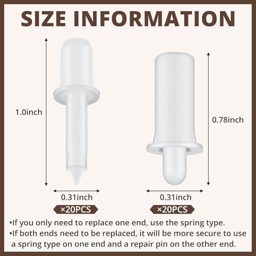 Maitys 40 Pcs Plantation Shutter Repair Pins Spring Loaded White,Long,Short - size: Long,Short