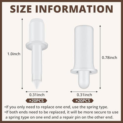 Maitys 40 Pcs Plantation Shutter Repair Pins Spring Loaded White,Long,Short - size: Long,Short