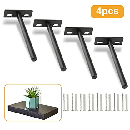 5 Inch Floating Shelf Bracket, 4 Pcs, Black - size: 5 Inch