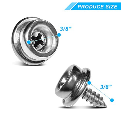 Yeebeny 100pcs Stainless Steel Boat Cover Snaps 3/8" Inch Diameter