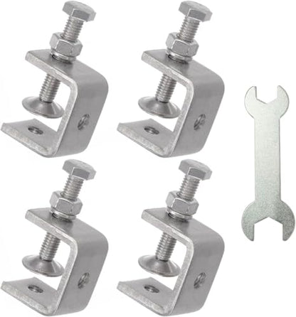 Stainless Steel C Clamps, Mini Tiger Clamp Set for Mounting, Heavy Duty Metal U Clamps, Small Desk G-Clamp with 3.35 Inch Stable Wide Jaw Opening for Metal Working Woodworking Welding Building (4pcs) - size: 3.35 in / 85mm (4 Pcs)