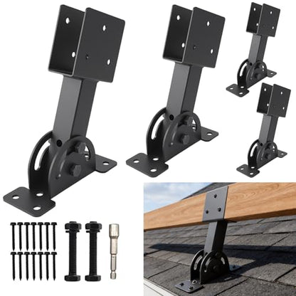 4 Pcs 2“x 4”Heavy Duty Roof Riser Brackets Kit - color: Black -2×4, size: Set 4