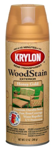 Krylon K03602000 Exterior Semi-Transparent Wood Stain, 12-Ounce, Honey Gold - color: Honey Gold